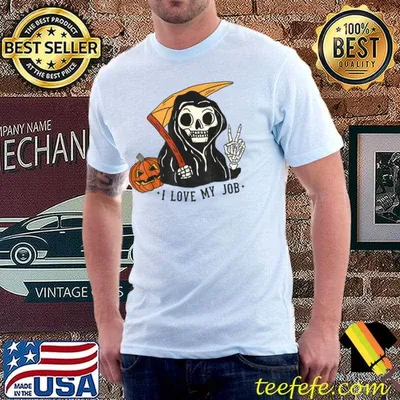 I Love My Job Grim Reaper Halloween Jack-O-Lantern Pumpkin T-Shirt
