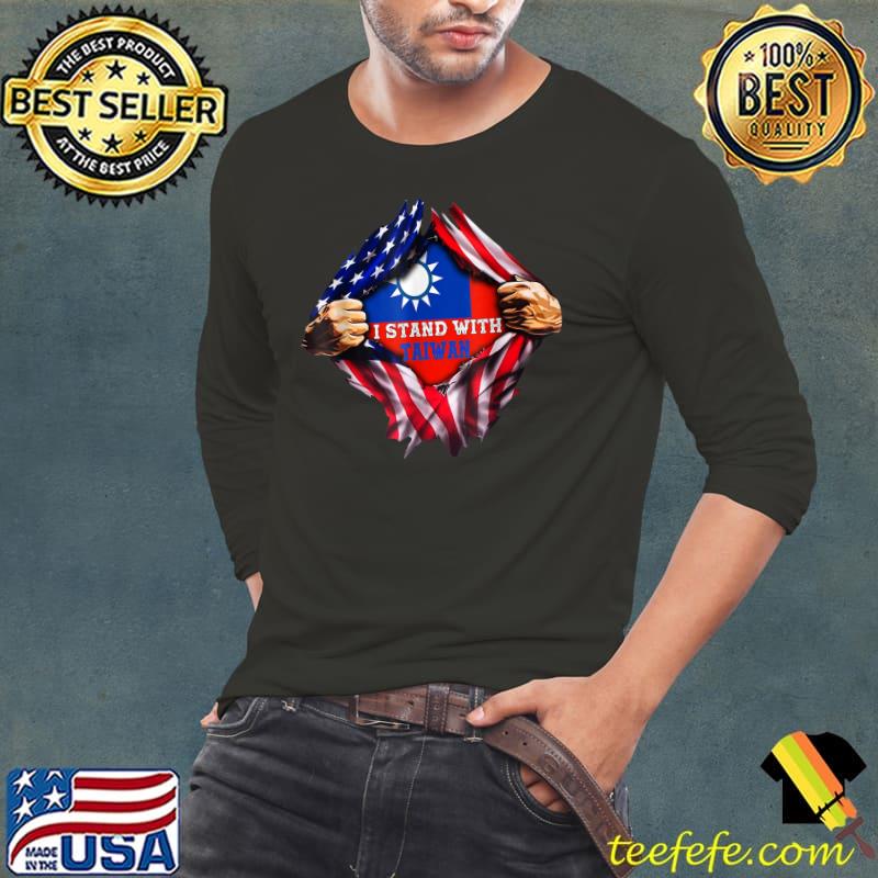 I Stand With Taiwan Flag American Flag Support Taiwan T-Shirt Long Sleeve Tee I Stand With Taiwan Flag American Flag Support Taiwan T-Shirt Long Sleeve Tee