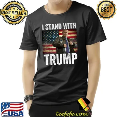 I Stand With Trump Pro Trump Supporter Usa Flag Retro T-Shirt