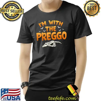 I'm With The Preggo Hand Skeleton Bats Halloween T-Shirt