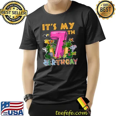It's My 7th Birthday Safari Jungle Zoo Birthday 7 Year Old T-Shirt