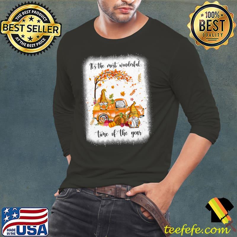 It's The Most Wonderful Time Of The Year Gnomes Bleached T-Shirt Long Sleeve Tee It's The Most Wonderful Time Of The Year Gnomes Bleached T-Shirt Long Sleeve Tee