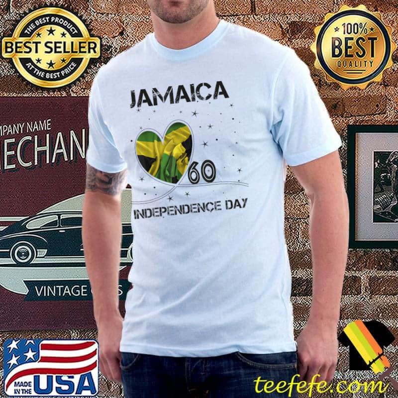 Jamaica 60th Independence Day Jamaica 60 Heart Flag T-Shirt
