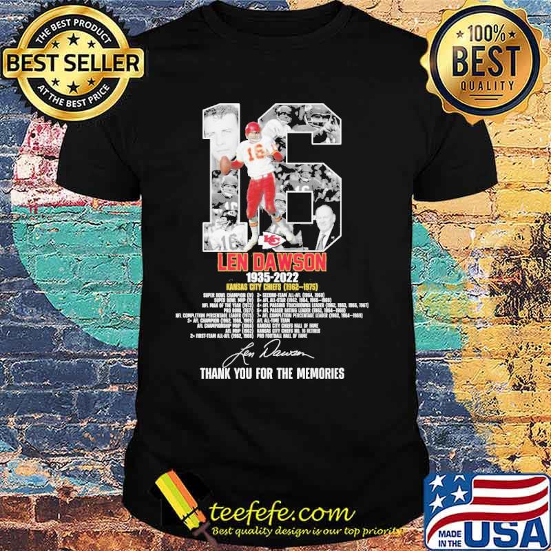 Len Dawson Kansas City Chiefs Thank For Memories Signature Shirt