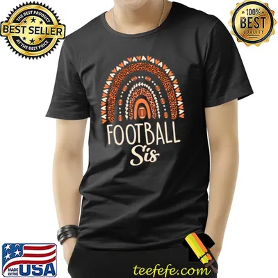 Leopard Rainbow American Football Sis Family Matching Sister T-Shirt