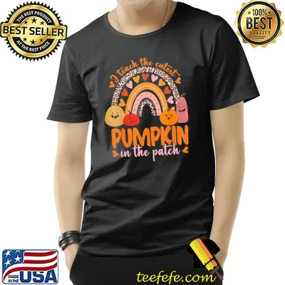 Leopard rainbow I teach the cutest pumpkins in the patch classic shirt