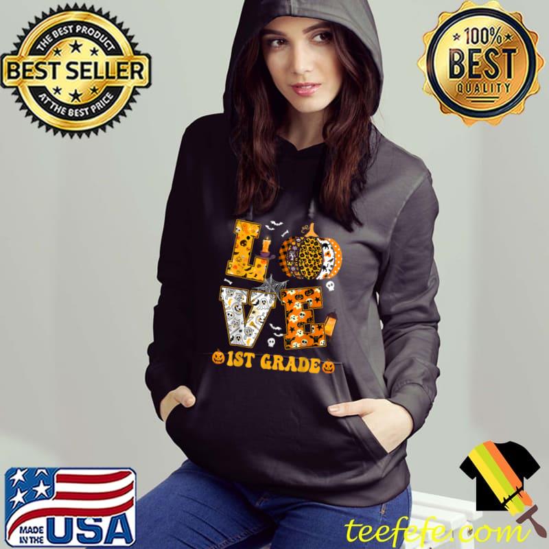 Love 1st Grade Pumpkin Leopard Ghost Halloween Costume T-Shirt Hoodie Love 1st Grade Pumpkin Leopard Ghost Halloween Costume T-Shirt Hoodie