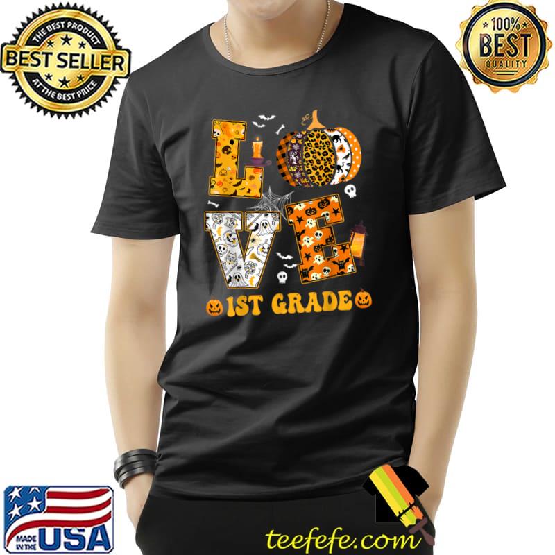 Love 1st Grade Pumpkin Leopard Ghost Halloween Costume T-Shirt Love 1st Grade Pumpkin Leopard Ghost Halloween Costume T-Shirt