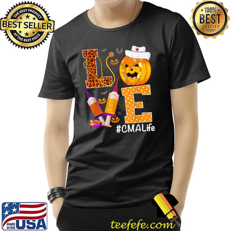 Love Cma Life Nurse Life Pumpkin Leopard Halloween T-Shirt