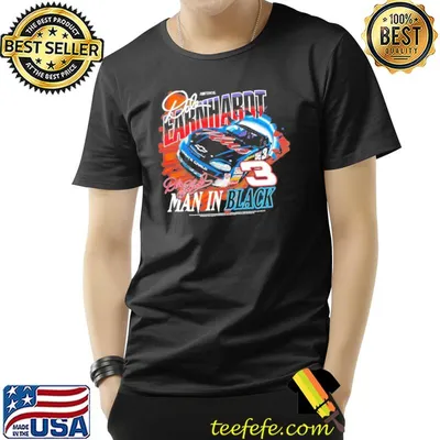 Man in black vintage dale earnhardt classic shirt
