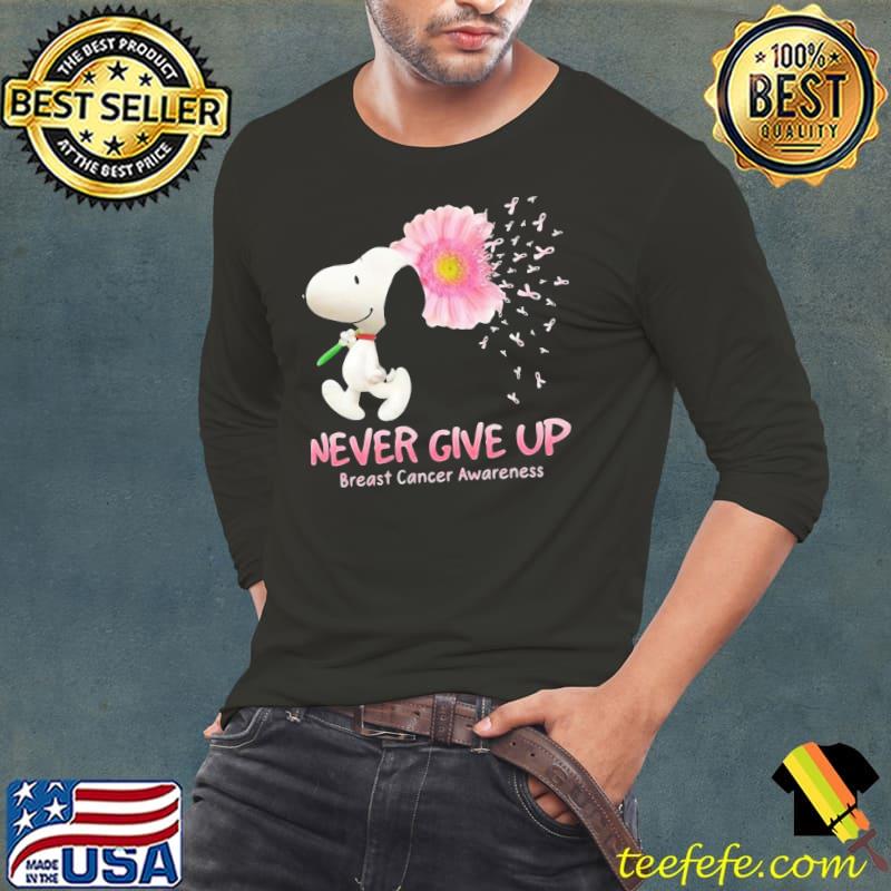 Never give up Snoopy breast cancer awareness s Long Sleeve Tee Never give up Snoopy breast cancer awareness s Long Sleeve Tee