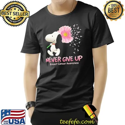 Never give up Snoopy breast cancer awareness shirt