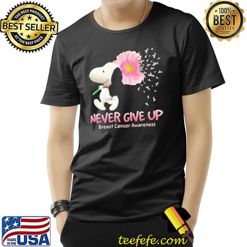 Never give up Snoopy breast cancer awareness shirt