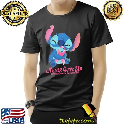 Never give up stitch nope breast cancer awareness classic shirt