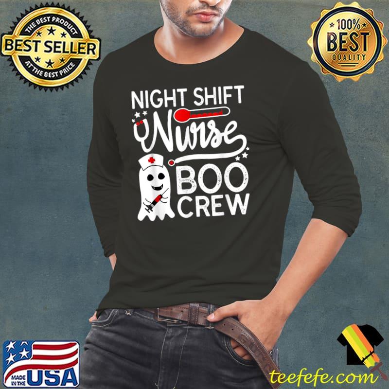 Night Nurse Ghost Boo Boo Crew Halloween Stars T-Shirt Long Sleeve Tee Night Nurse Ghost Boo Boo Crew Halloween Stars T-Shirt Long Sleeve Tee