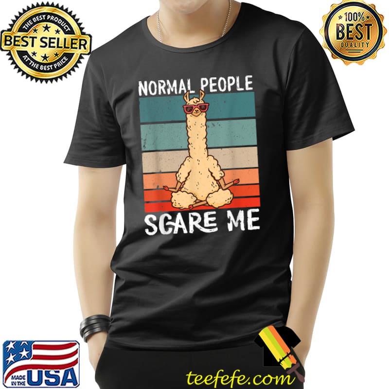 Normal People Scare Me Llama Yoga Halloween 2022 Vintage T-Shirt