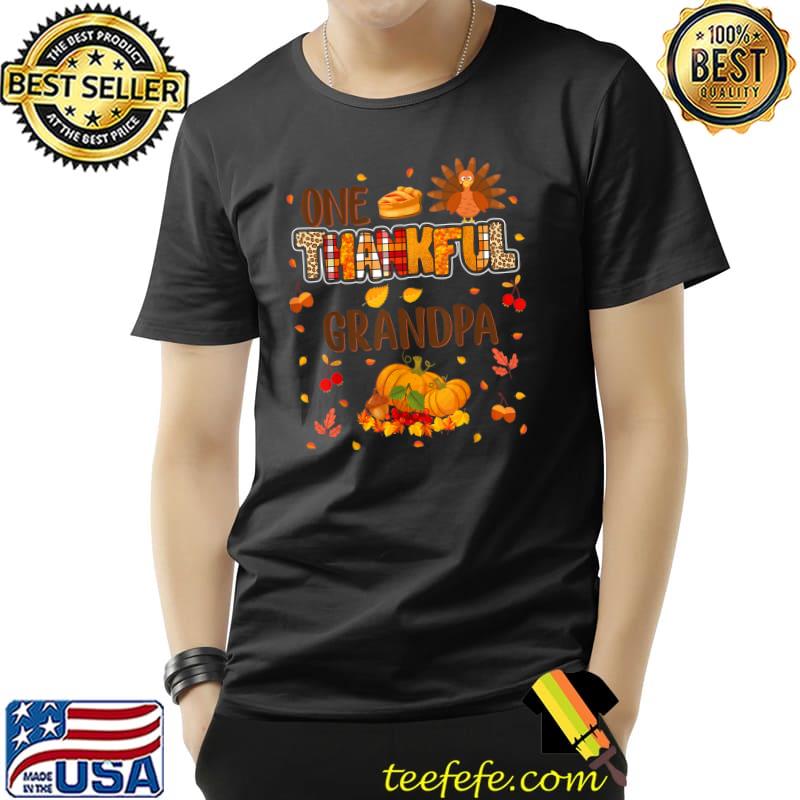 One Thankful Grandpa Turkey Thanksgiving Day Family T-Shirt