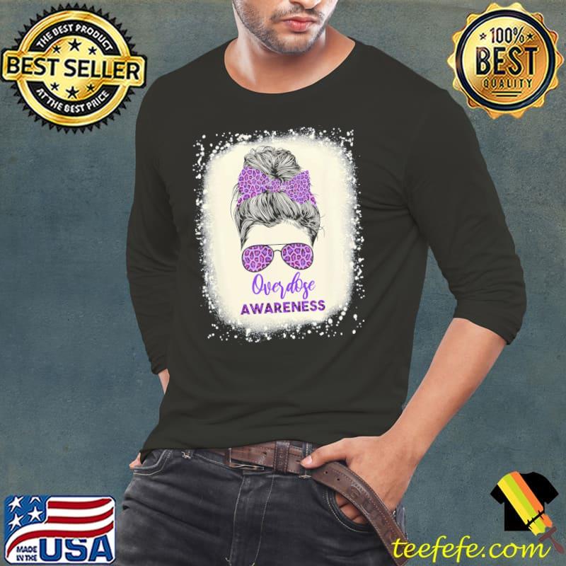 Overdose awareness warrior messy hair bun purple ribbon classic s Long Sleeve Tee Overdose awareness warrior messy hair bun purple ribbon classic s Long Sleeve Tee