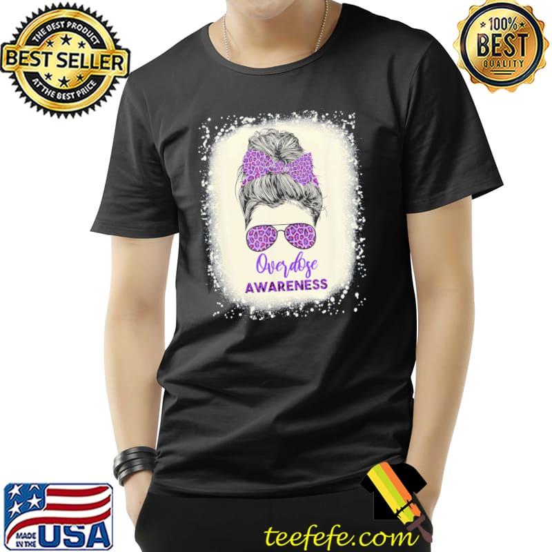 Overdose awareness warrior messy hair bun purple ribbon classic shirt Overdose awareness warrior messy hair bun purple ribbon classic shirt