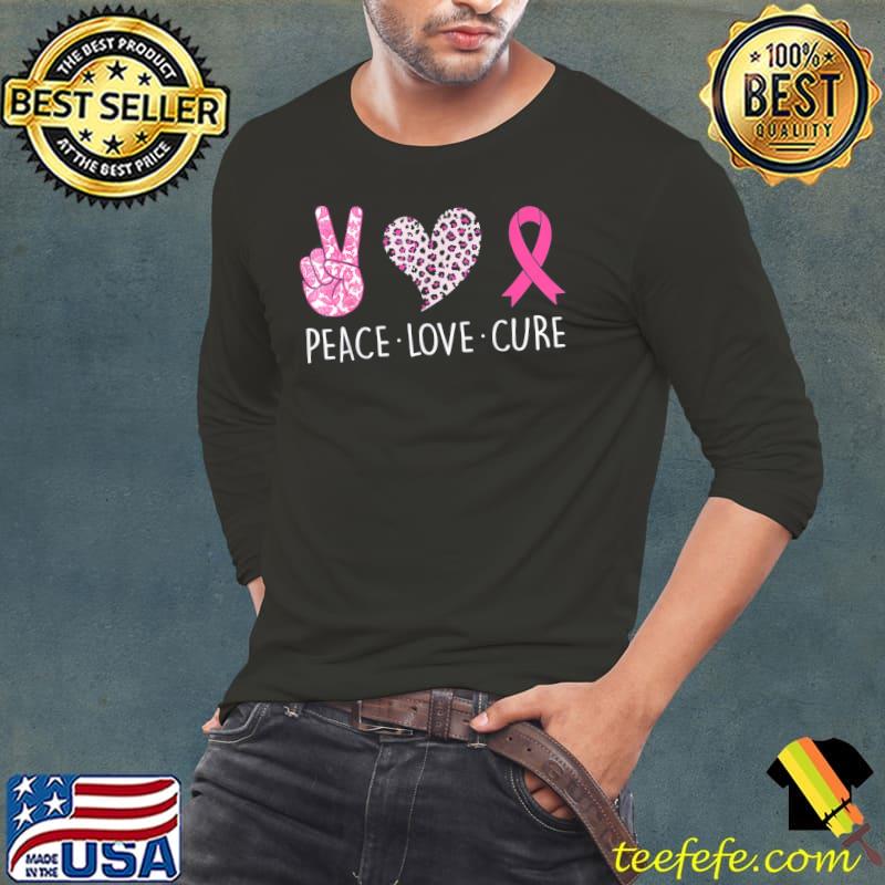 Peace love cure heart pink ribbon breast cancer awareness classic s Long Sleeve Tee Peace love cure heart pink ribbon breast cancer awareness classic s Long Sleeve Tee