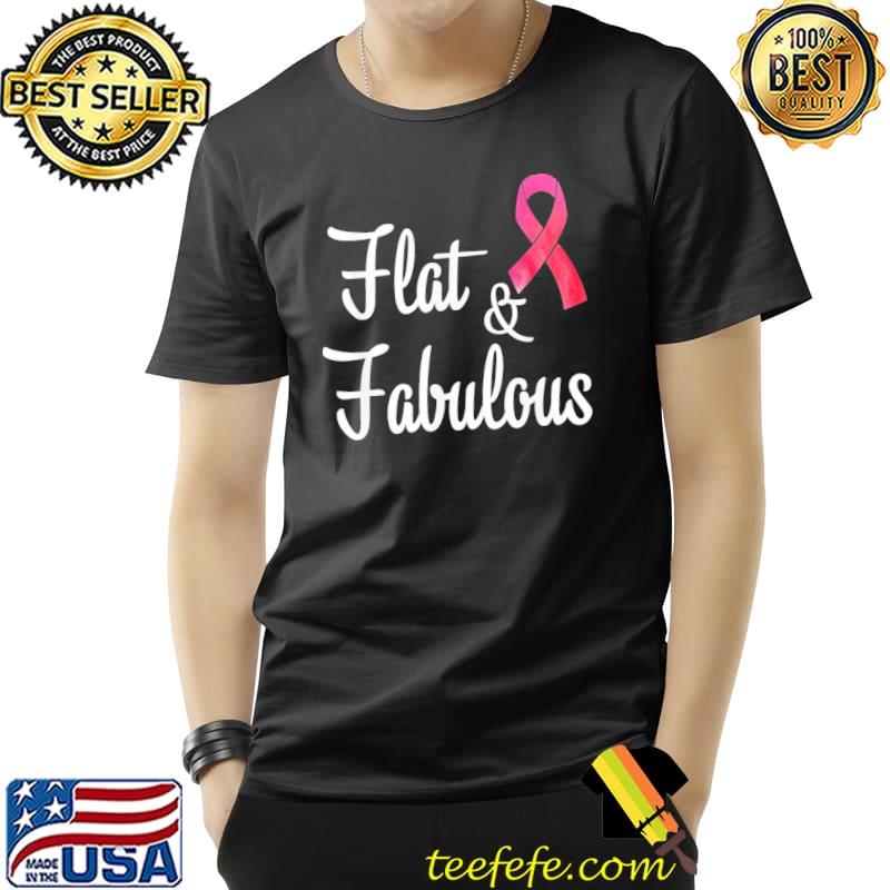 Pink ribbon flat heart and fabulous breast cancer awareness classic shirt