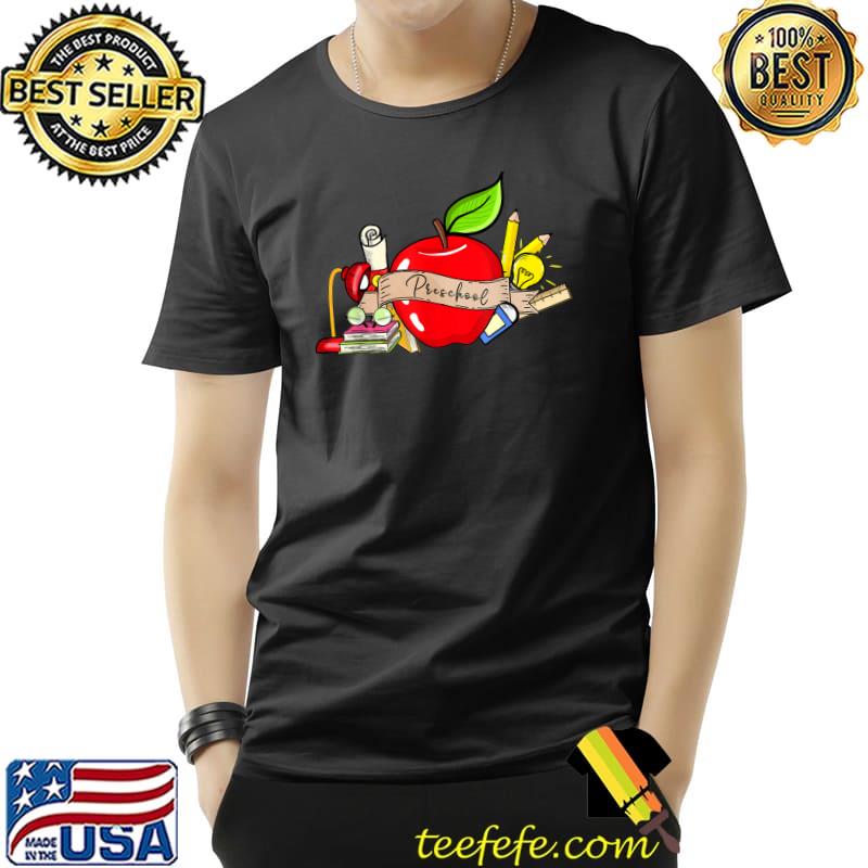 Preschool apple pencil book back to school T-Shirt