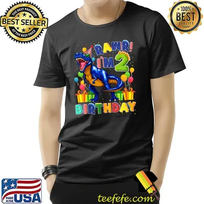 Rawr I'm 2 Birthday T Rex Dinosaur Party Balloon T-Shirt