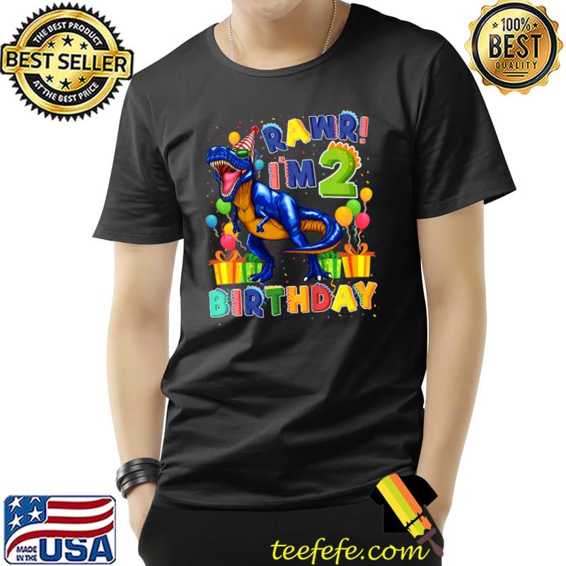 Rawr I'm 2 Birthday T Rex Dinosaur Party Balloon T-Shirt