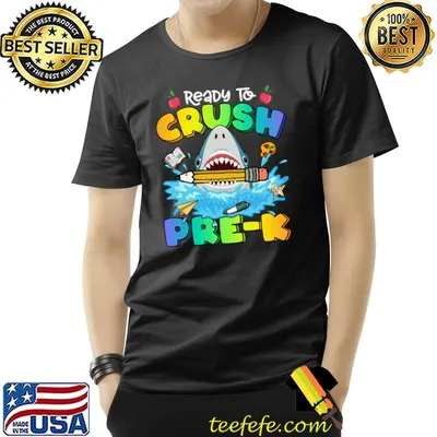 Ready To Crush Pre-K Shark Pencil Back To School Colorful T-Shirt