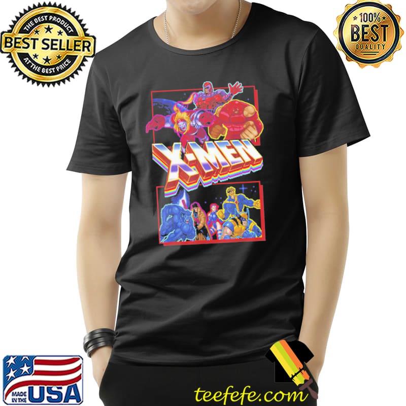 Retro video game logo panels x men Marvel comics holiday classic shirt