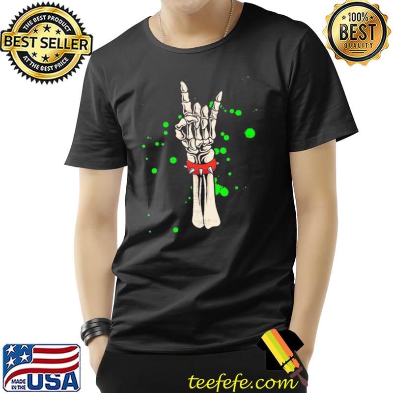Rocker skeleton hand rock on costume halloween classic shirt