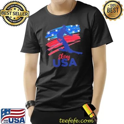 Skiing usa support the team usa flag skI winter shirt