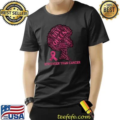 Stronger Than Breast Cancer Pink Ribbon Black Women Queen T-Shirt