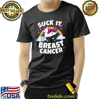 Suck It Breast Cancer Unicorn Rainbow T-Shirt