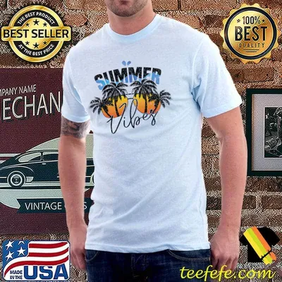 Summer Vibes Palm Tree Sunglasses Sunset Color T-Shirt