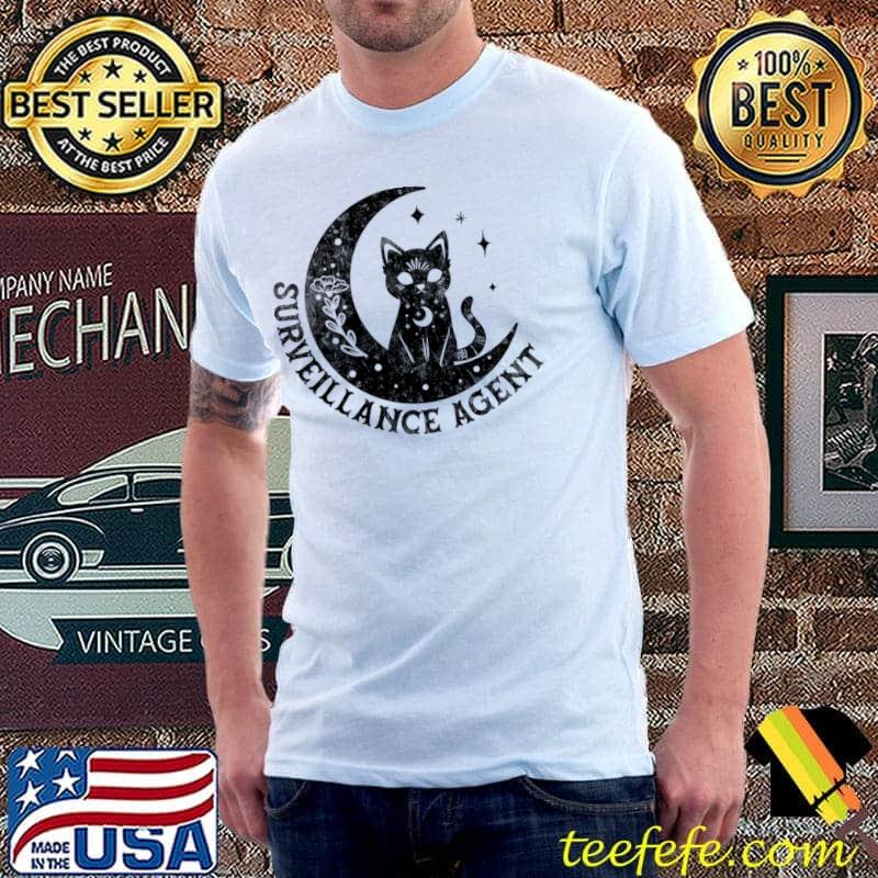 Surveillance Agent Magical Cat On Moon Halloween T-Shirt Surveillance Agent Magical Cat On Moon Halloween T-Shirt