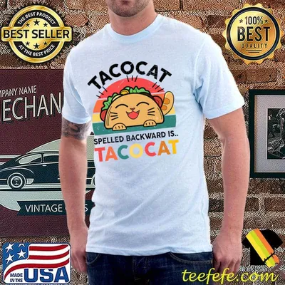 Taco Cat Spelled Backward Tacocat Vintage Sunset T-Shirt