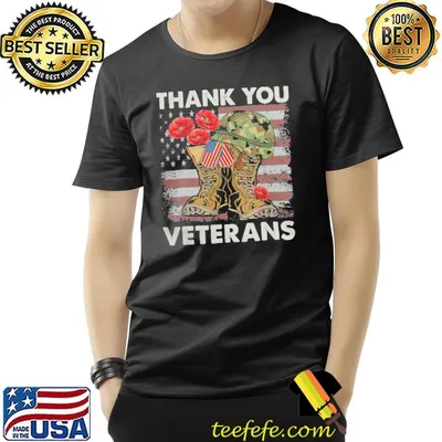 Thank you veterans combat boots poppy flower us flag shirt