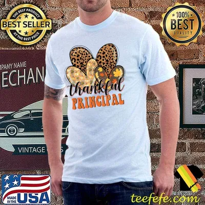 Thankful Principal Cheetah Heart Leopard Life Thanksgiving T-Shirt