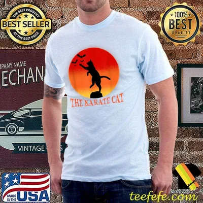 The Karate Cat Bloodmoon Bats Halloween T-Shirt