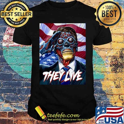 They Live 1988 Skull America Flag Poster Movie Shirt