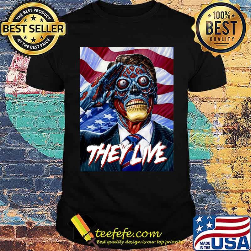 They Live 1988 Skull America Flag Poster Movie Shirt