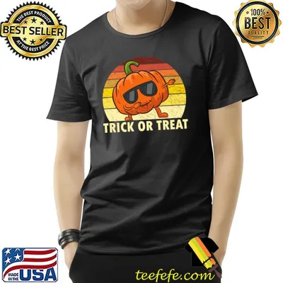 Trick Or Treat Dabbing Pumpkin Halloween Vintage Sunset T-Shirt