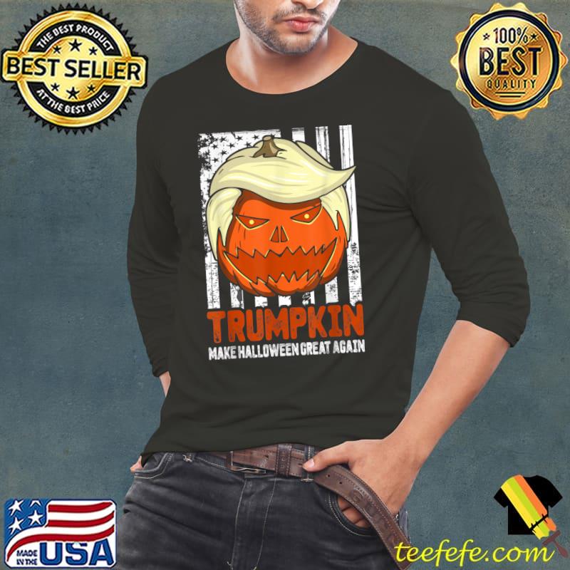 Trumpkin Make Halloween Great Again Usa Flag T-Shirt Long Sleeve Tee Trumpkin Make Halloween Great Again Usa Flag T-Shirt Long Sleeve Tee