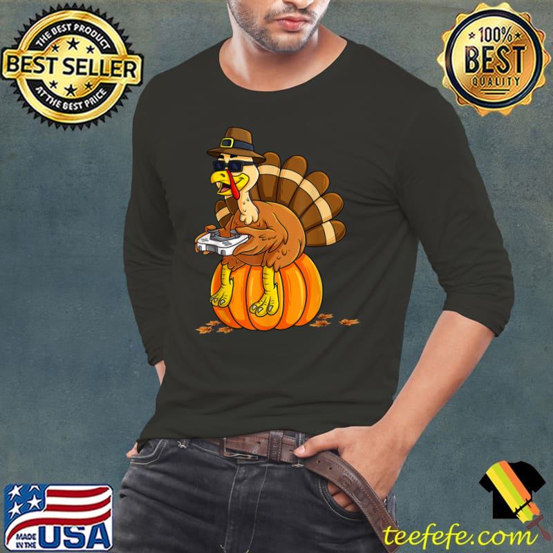 Turkey Gamer Pumpkin Gaming Thanksgiving T-Shirt Long Sleeve Tee Turkey Gamer Pumpkin Gaming Thanksgiving T-Shirt Long Sleeve Tee