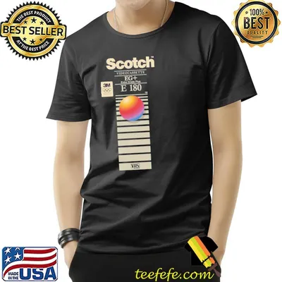Vhs scotch e180 videocassette extra grade plus graphic shirt