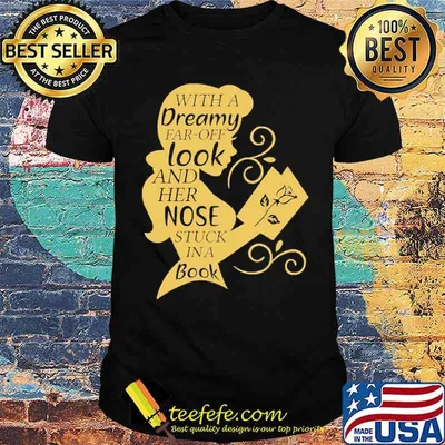 With a Dreamy Far Off Look And Hẻ Nóe Stuck In A Book Disney Family Shirt