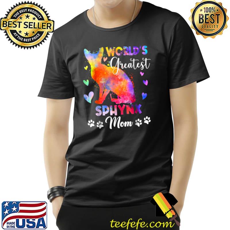 World Greatest Colorful Sphynx Cat Mom Kitten Watercolor T-Shirt