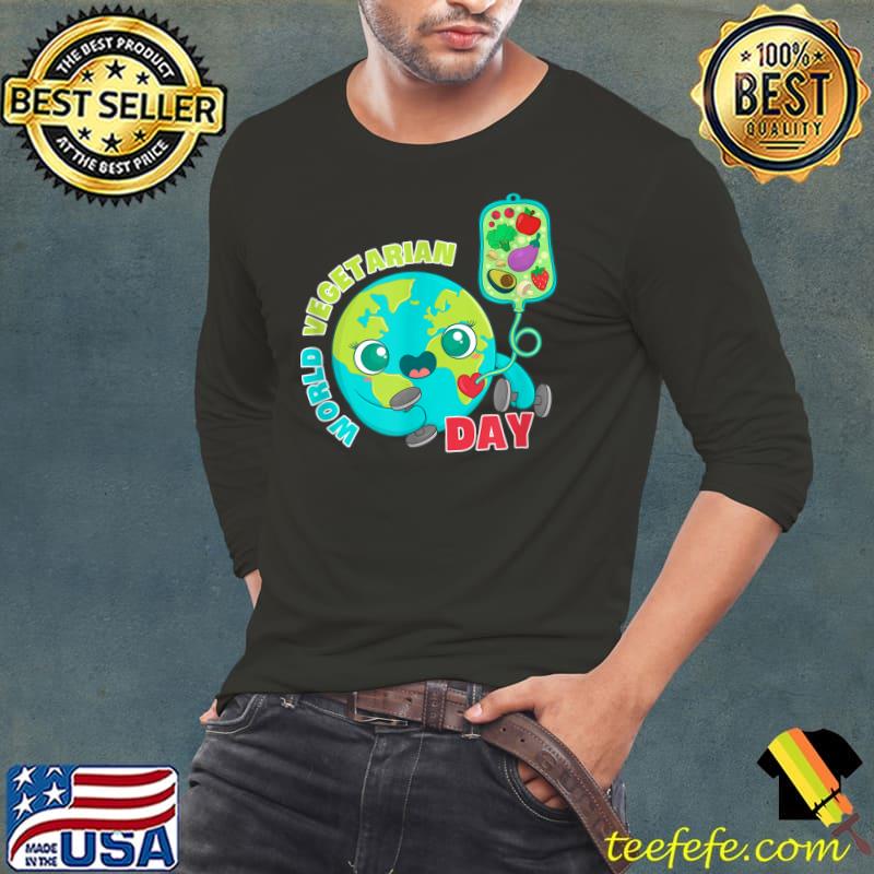 World Vegetarian Day Earth Vegetarian Transmission Veggies T-Shirt Long Sleeve Tee World Vegetarian Day Earth Vegetarian Transmission Veggies T-Shirt Long Sleeve Tee