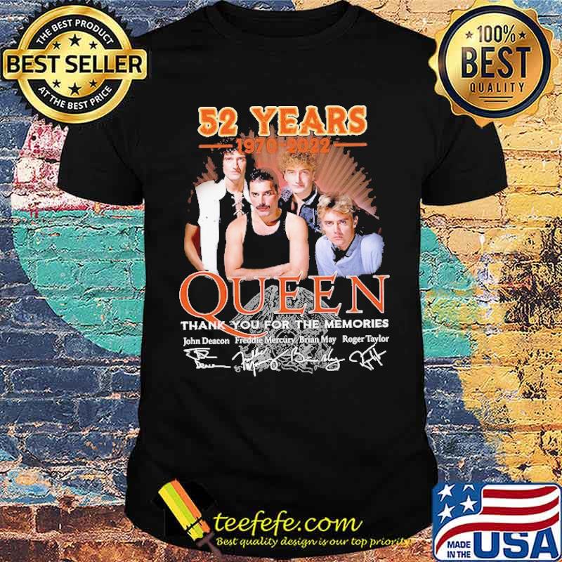 52 years 1970 2022 queen thank for memories signatures shirt
